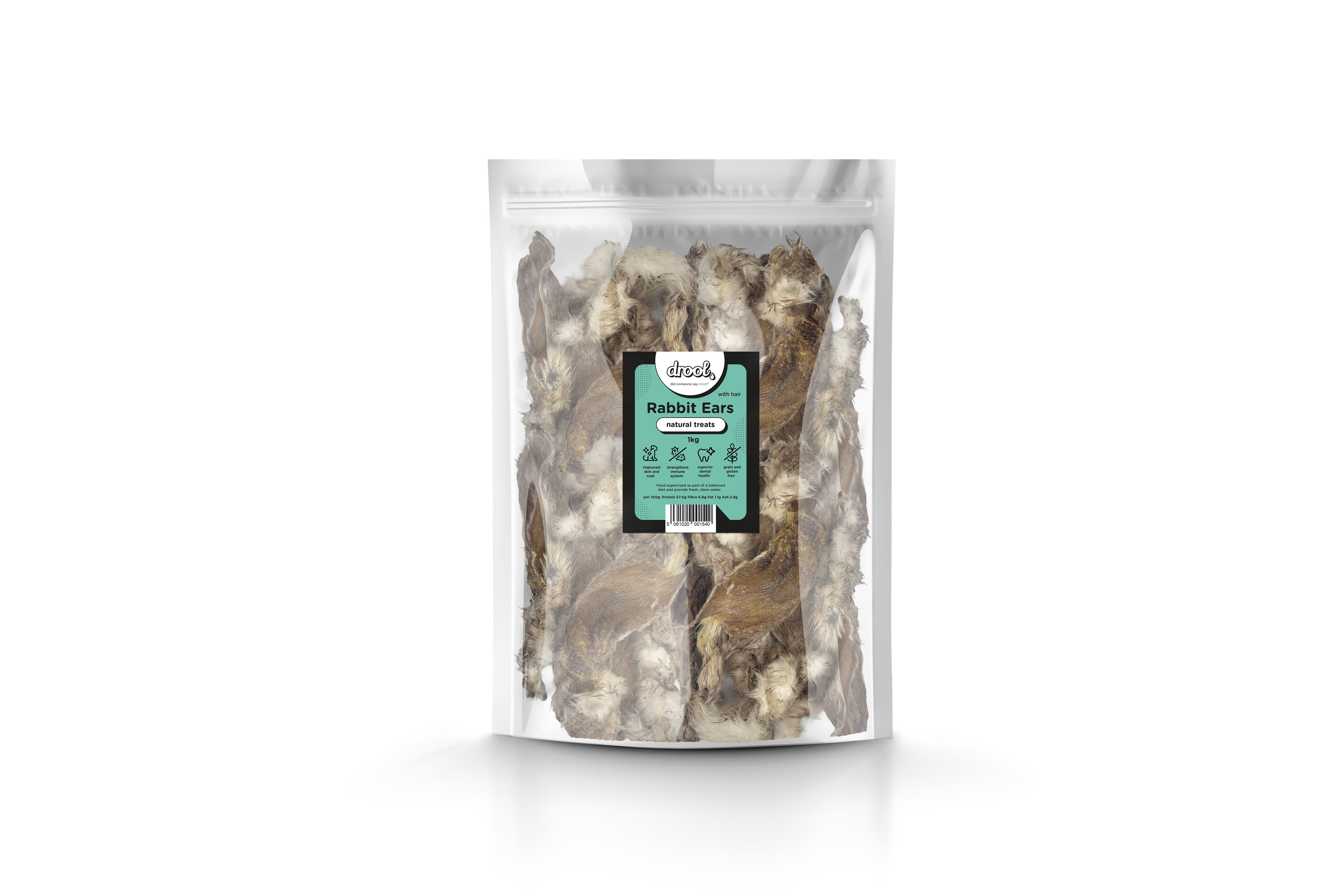 Drool Rabbit Ears with hair - 150g, 1kg