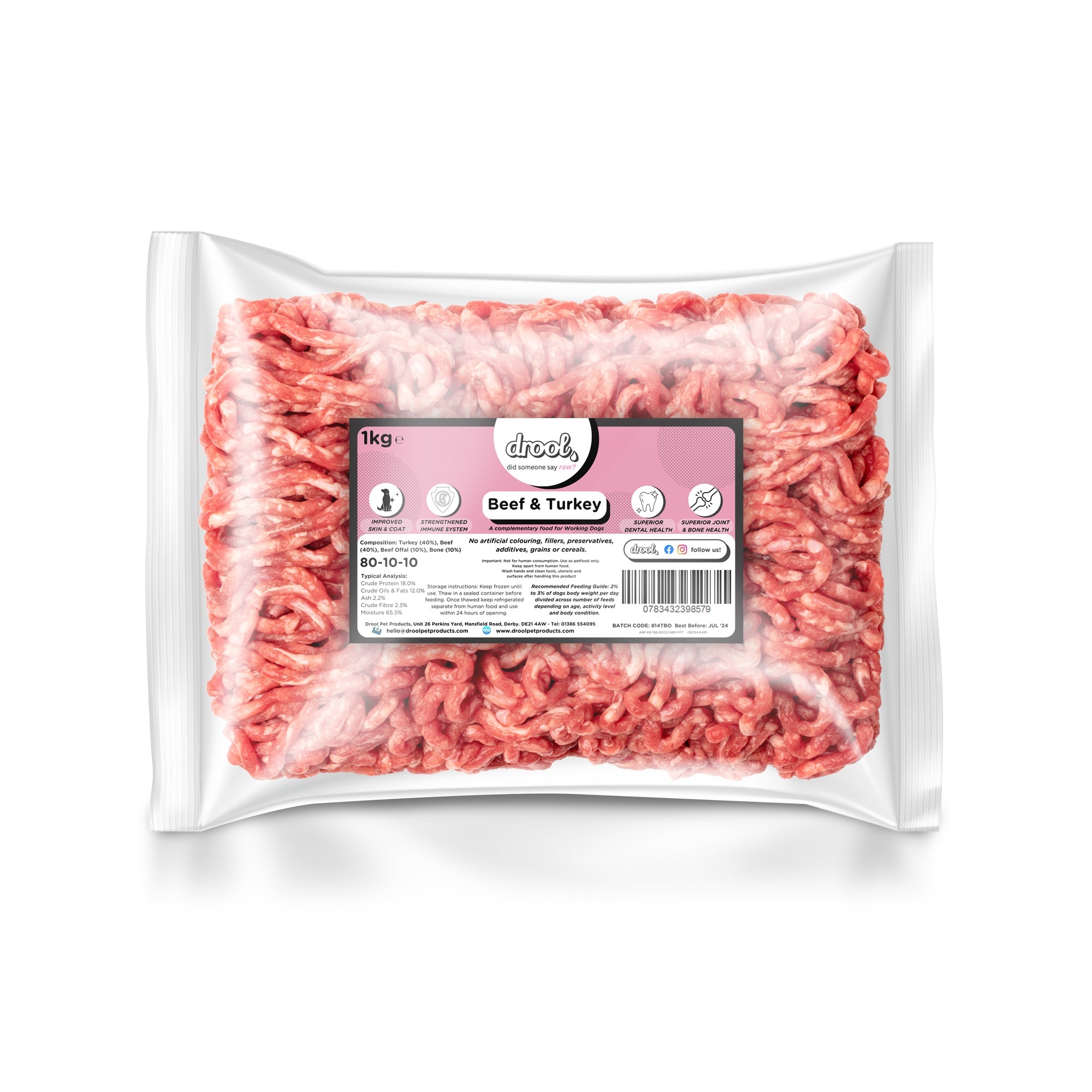 Drool Mince Freeflow Beef & Turkey 1kg