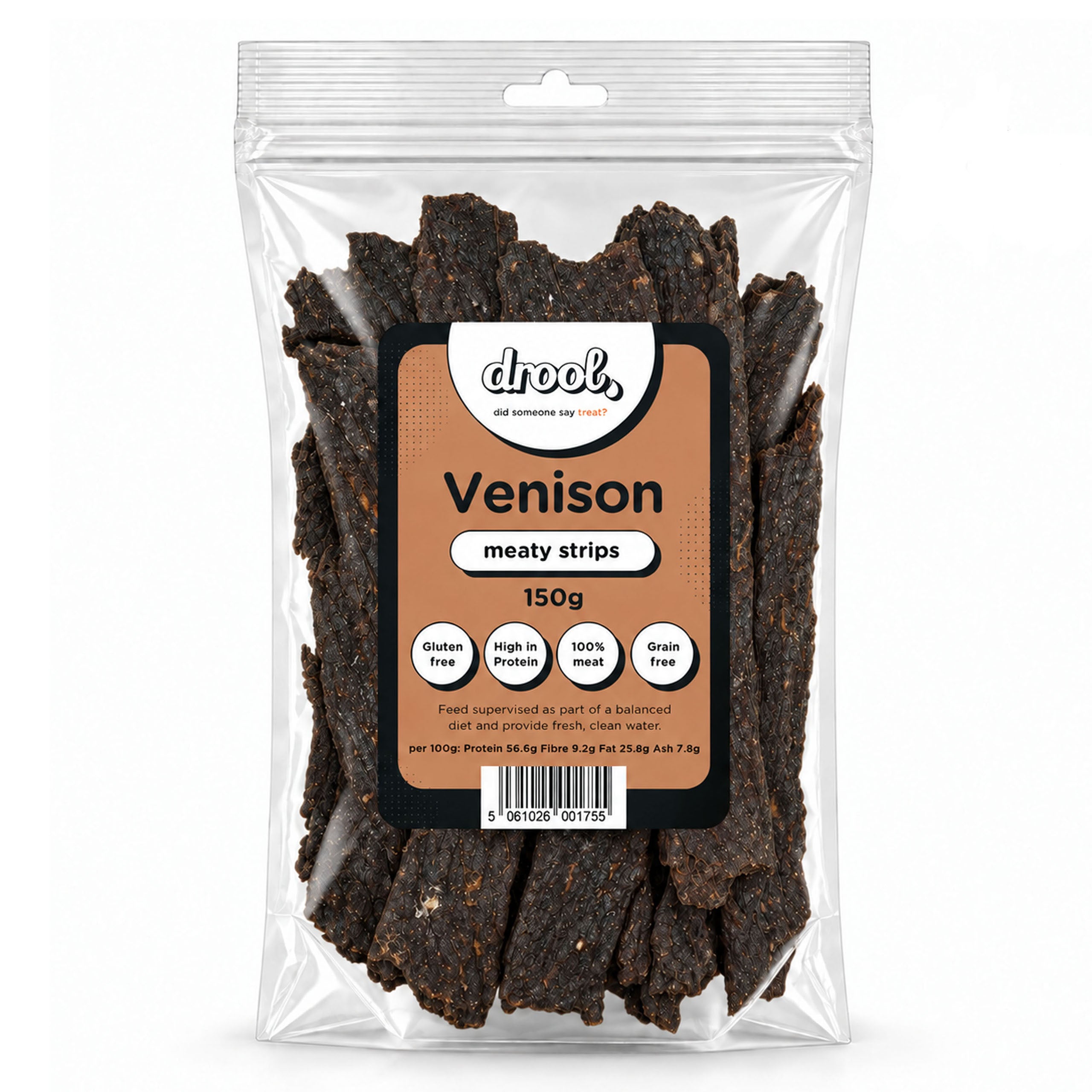 Drool Meaty Strips - Venison - 150g, 1kg