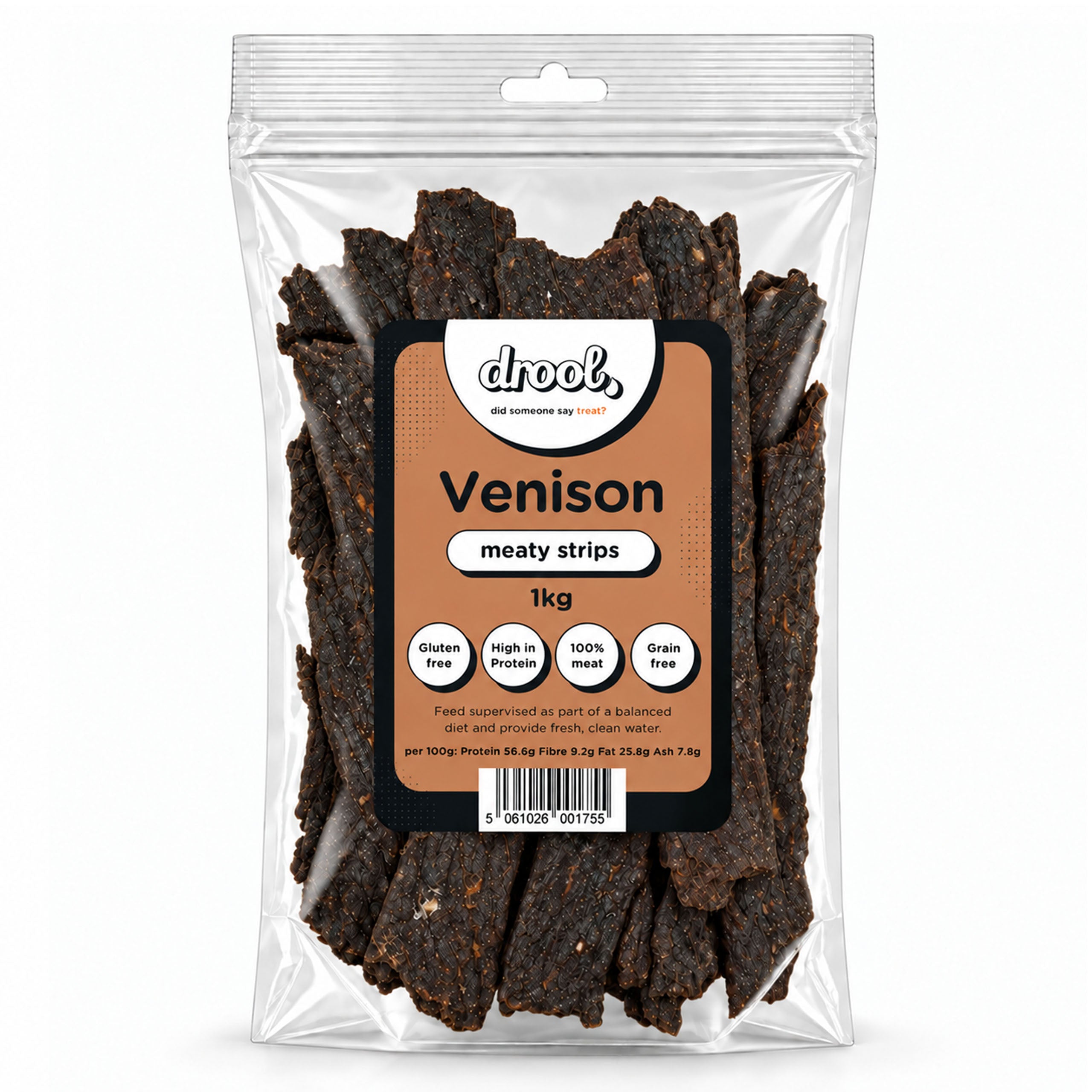 Drool Meaty Strips - Venison - 150g, 1kg