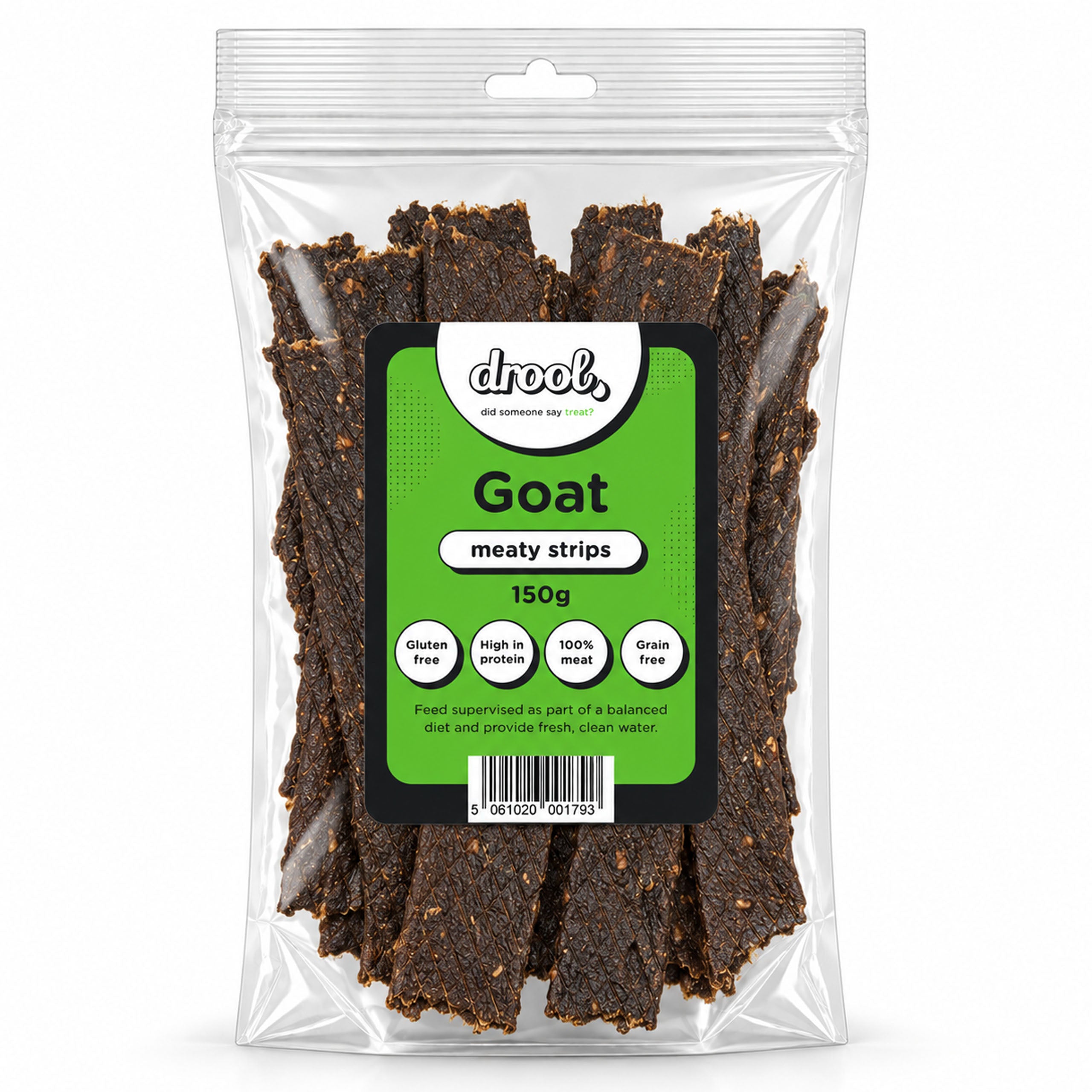 Drool Meaty Strips - Goat - 150g, 1kg